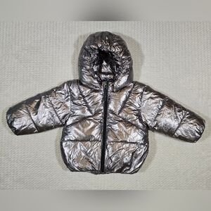 Molo Harpo Hooded Puffer Jacket Baby Sz 86 Warm Silver Full Zip